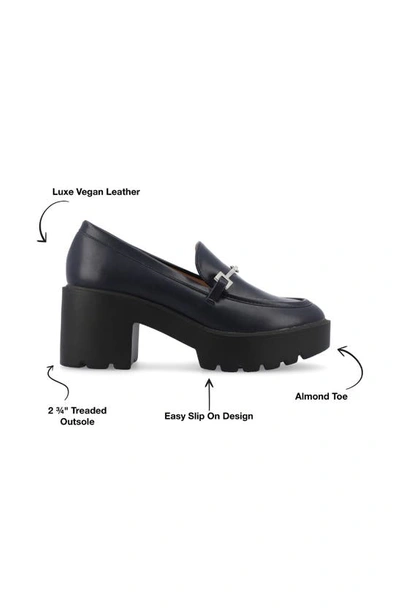 Journee Collection Kezziah Platform Loafer Pump In Navy