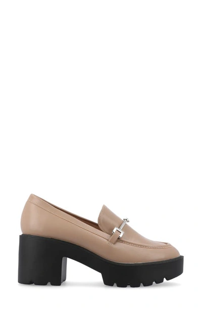 Journee Collection Kezziah Platform Loafer Pump In Taupe