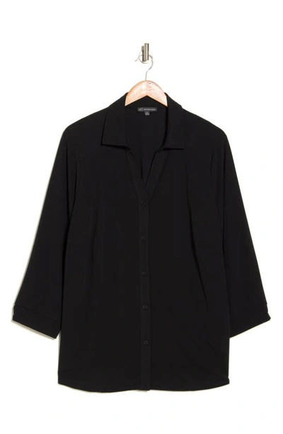 Shop Adrianna Papell Button-up Shirt In Black