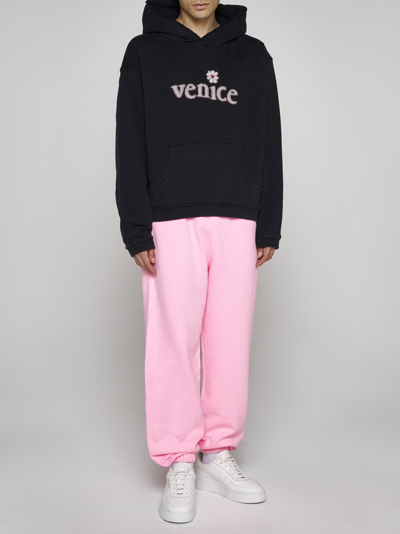 Shop Erl Venice Cotton Hoodie In Black