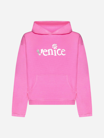 Shop Erl Venice Cotton Hoodie In Pink