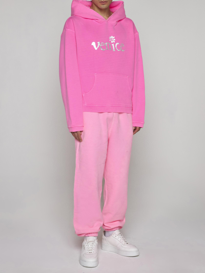 Shop Erl Venice Cotton Hoodie In Pink