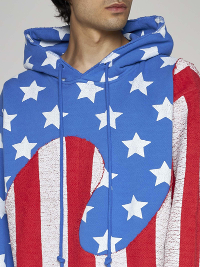 Shop Erl Stars And Stripes Swirl Cotton Hoodie In Blue