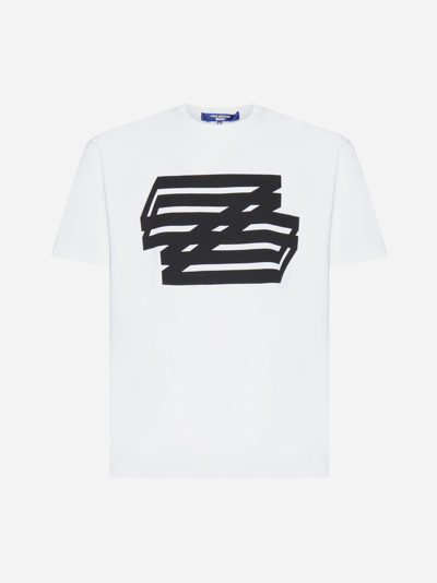 Shop Junya Watanabe Print Cotton T-shirt In White X Black