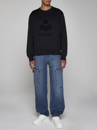 Shop Isabel Marant Ayler Logo Cotton-blend Sweater In Black
