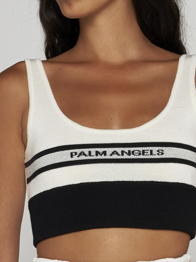 Shop Palm Angels Wool Knit Bra Top In Black
