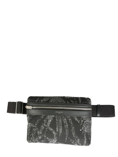 Shop Saint Laurent Tropical Print Belt Bag In Nero