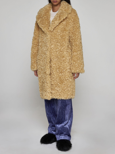 Shop Stand Studio Camille Faux Shearling Coat In Giallo