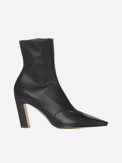 Shop Khaite Dallas Leather Ankle Boots In Black