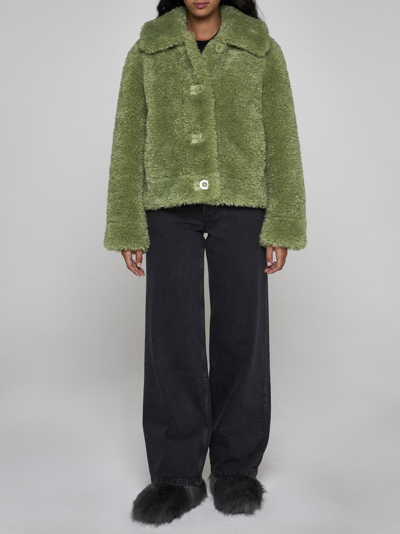 Shop Stand Studio Melina Faux Fur Jacket In Green