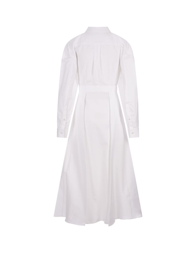 Shop Alexander Mcqueen White Long Shirt Dress In Bianco