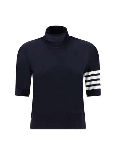 Shop Thom Browne Turtleneck Sweater In Navy