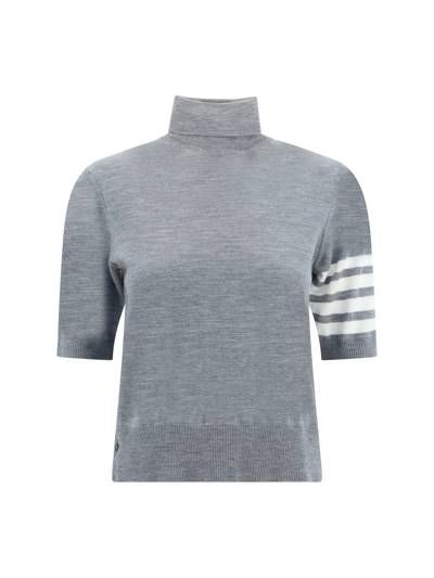 Shop Thom Browne Turtleneck Sweater In Lt Grey