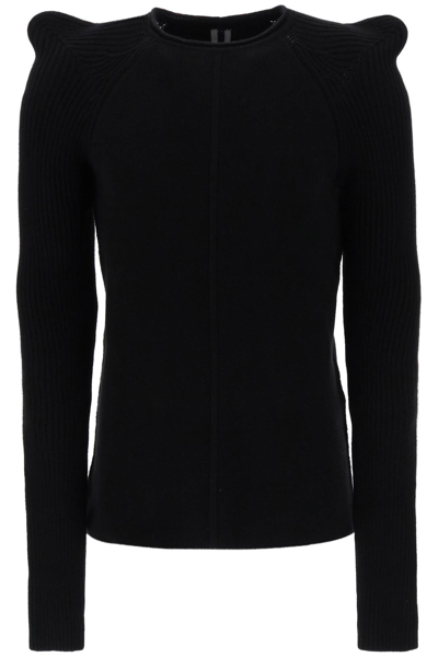 Shop Rick Owens Pointy Shoulders Cashmere Sweater In Black (black)