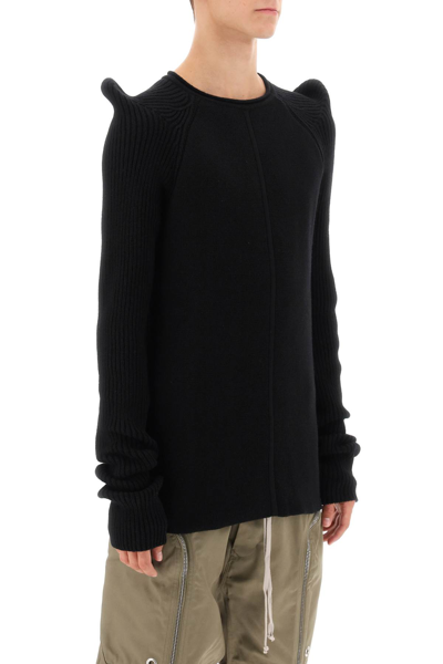 Shop Rick Owens Pointy Shoulders Cashmere Sweater In Black (black)