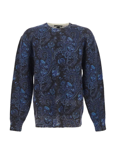Shop Etro Printed Knit In Blue