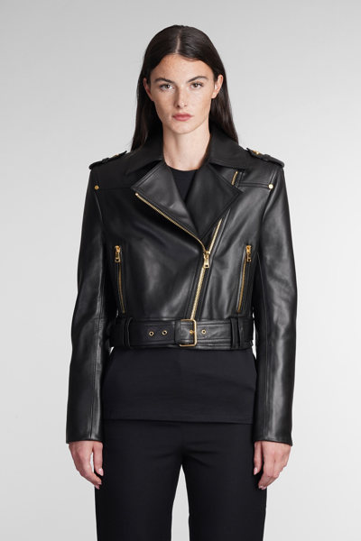 Shop Balmain Leather Jacket In Black Leather