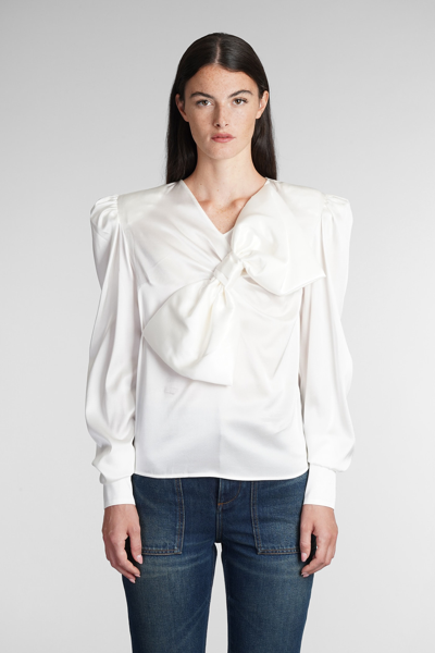 Shop Balmain Blouse In White Silk