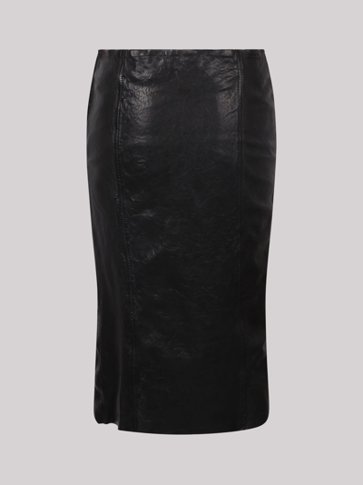 Shop Diesel L-rupa Leather Midi Skirt