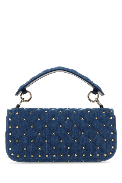 Shop Valentino Denim Rockstud Spike Handbag