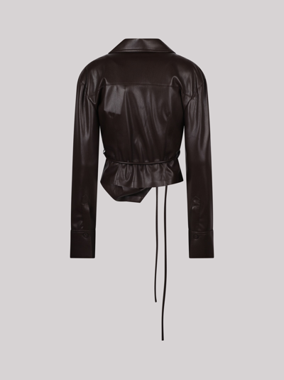 Shop Nanushka Merano Faux-leather Asymmetric Shirt