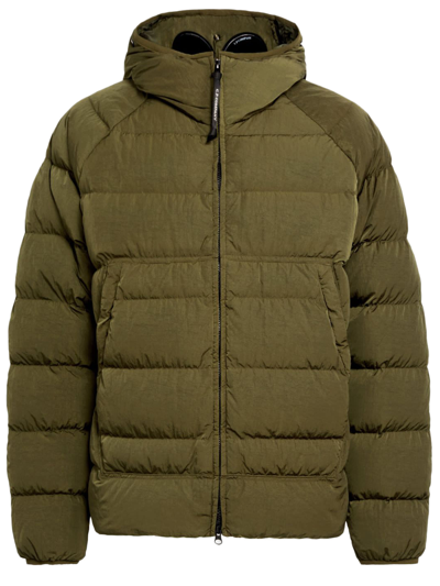 Shop C.p. Company Eco-chrome R Hooded Down Goggle Jacket In Verde