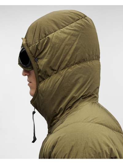Shop C.p. Company Eco-chrome R Hooded Down Goggle Jacket In Verde