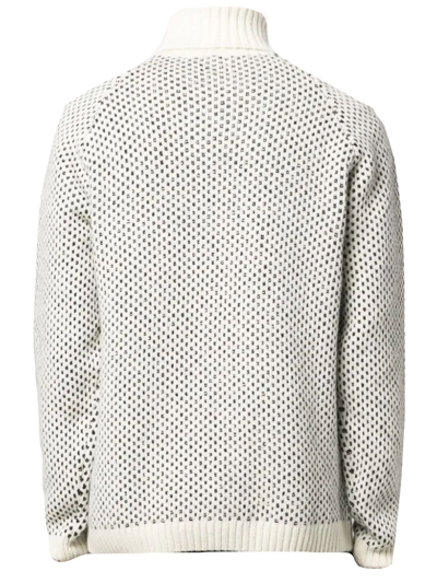 Shop C.p. Company Wool Jacquard Roll Neck Knit In Bianco