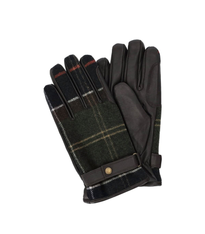 Shop Barbour Check-pattern Leather Gloves In Marrone