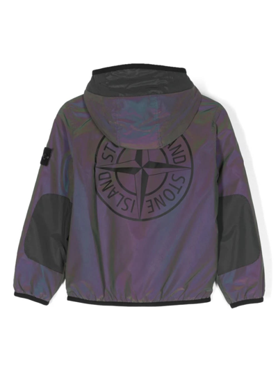 Shop Stone Island Junior Purple Iridescent Jacket With Logo In Viola