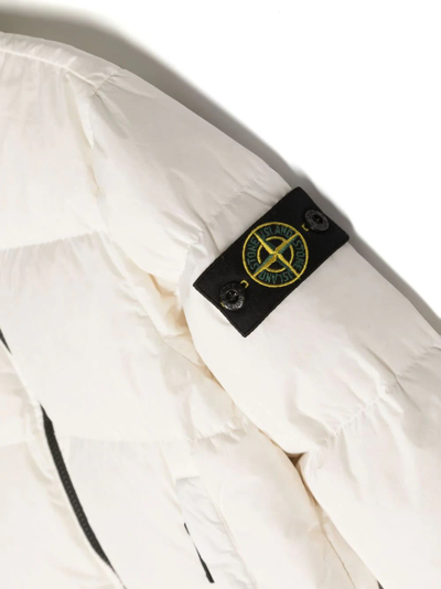 Shop Stone Island Junior White Dyed Crinkle Reps R-ny Down Jacket In Bianco