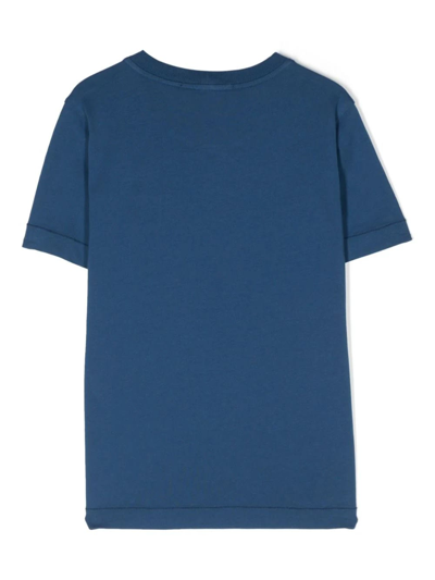 Shop Stone Island Junior Bluette T-shirt With Logo Patch