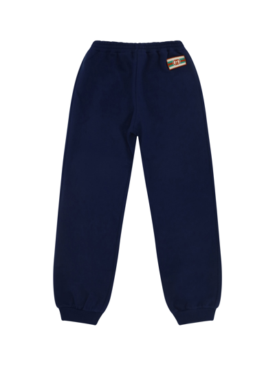 Shop Gucci Pants For Boy In Prussian Blue/mix