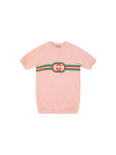 Shop Gucci Dress For Girl In Smooth Pink/mix