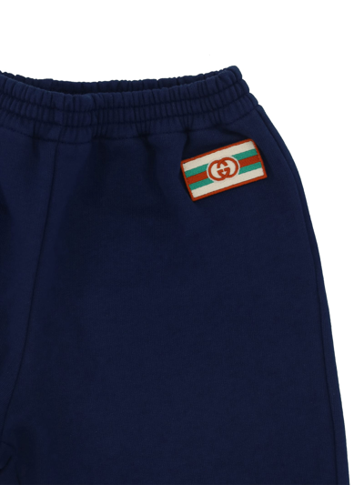 Shop Gucci Pants For Boy In Prussian Blue/mix