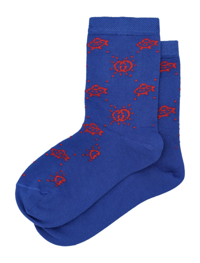 Shop Gucci All-over Logo Patterned Socks In Royal
