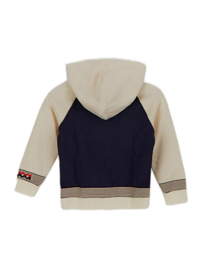 Shop Gucci Intarsia-knit Logo Zip-up Hooded Jacket