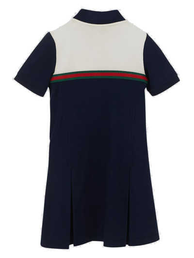 Shop Gucci Colour-block Straight Hem Dress In Blu