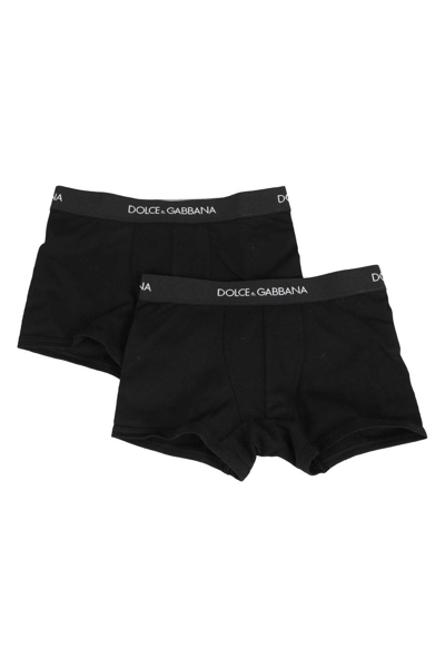 Shop Dolce & Gabbana 2 Pack Logo Waistband Boxers In Black