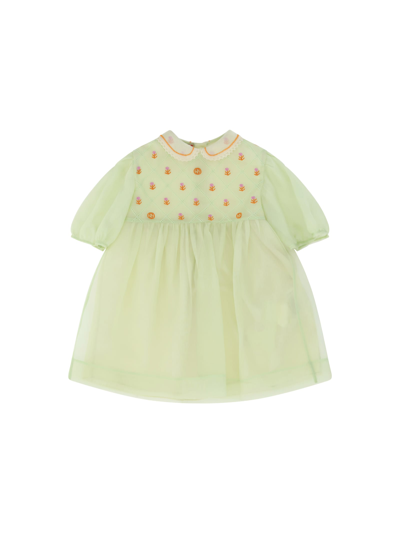 Shop Gucci Dress For Girl In Pale Opal/mix