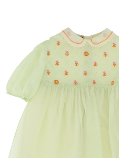 Shop Gucci Dress For Girl In Pale Opal/mix