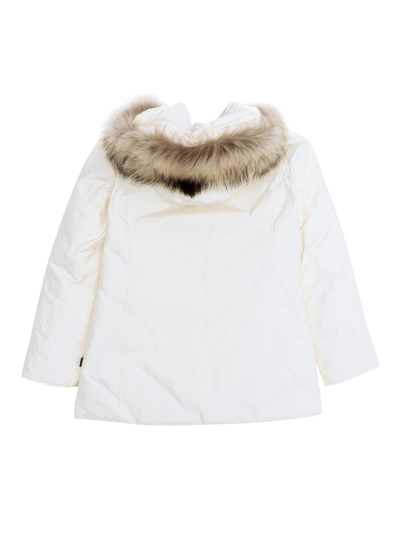 Shop Woolrich Long-sleeved Hooded Jacket In Mkc Milky Cream