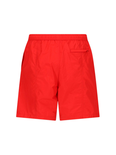 Shop Ami Alexandre Mattiussi Logo Swimming Shorts In Red