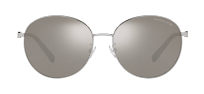 Shop Michael Kors Round Frame Sunglasses In Silver