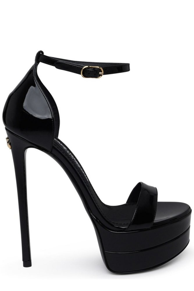 Shop Dolce & Gabbana Ankle Strap Platform Sandals In Black