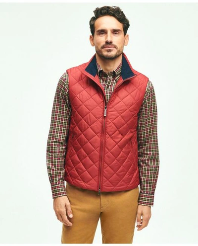 Shop Brooks Brothers Water Repellent Diamond Quilted Vest | Red | Size 2xl
