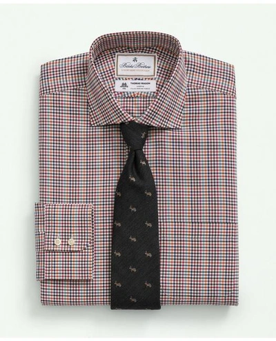 Brooks Brothers X Thomas Mason Cotton Twill Londoner Collar, Checked Dress Shirt In Ivory