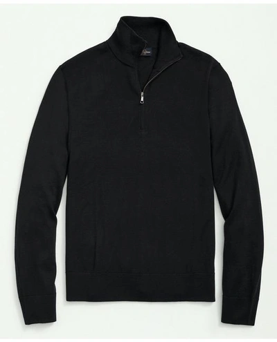 Brooks Brothers Big & Tall Ultimate Merino Wool Half-zip Sweater In Black