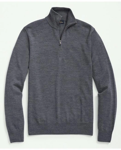 Shop Brooks Brothers Big & Tall Fine Merino Wool Half-zip Sweater | Grey Heather | Size 2x Tall