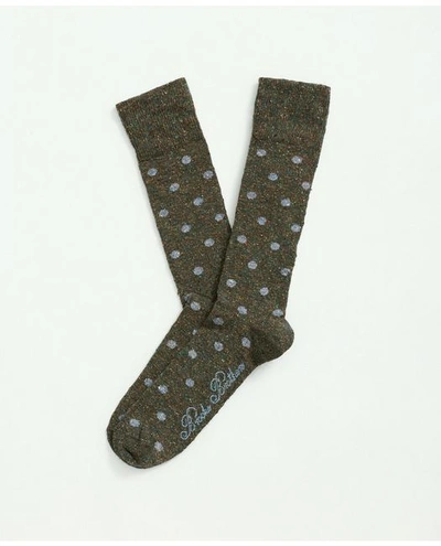 Shop Brooks Brothers Wool-silk Blend Flecked Socks | Medium Green